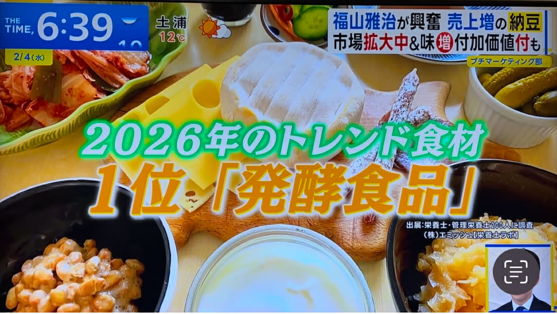 【TBSテレビ】『THE TIME,』「プチマーケティング部」納豆特集 ～「栄養士ラボ」2026年トレンド食材予想アンケート調査結果紹介のイメージ